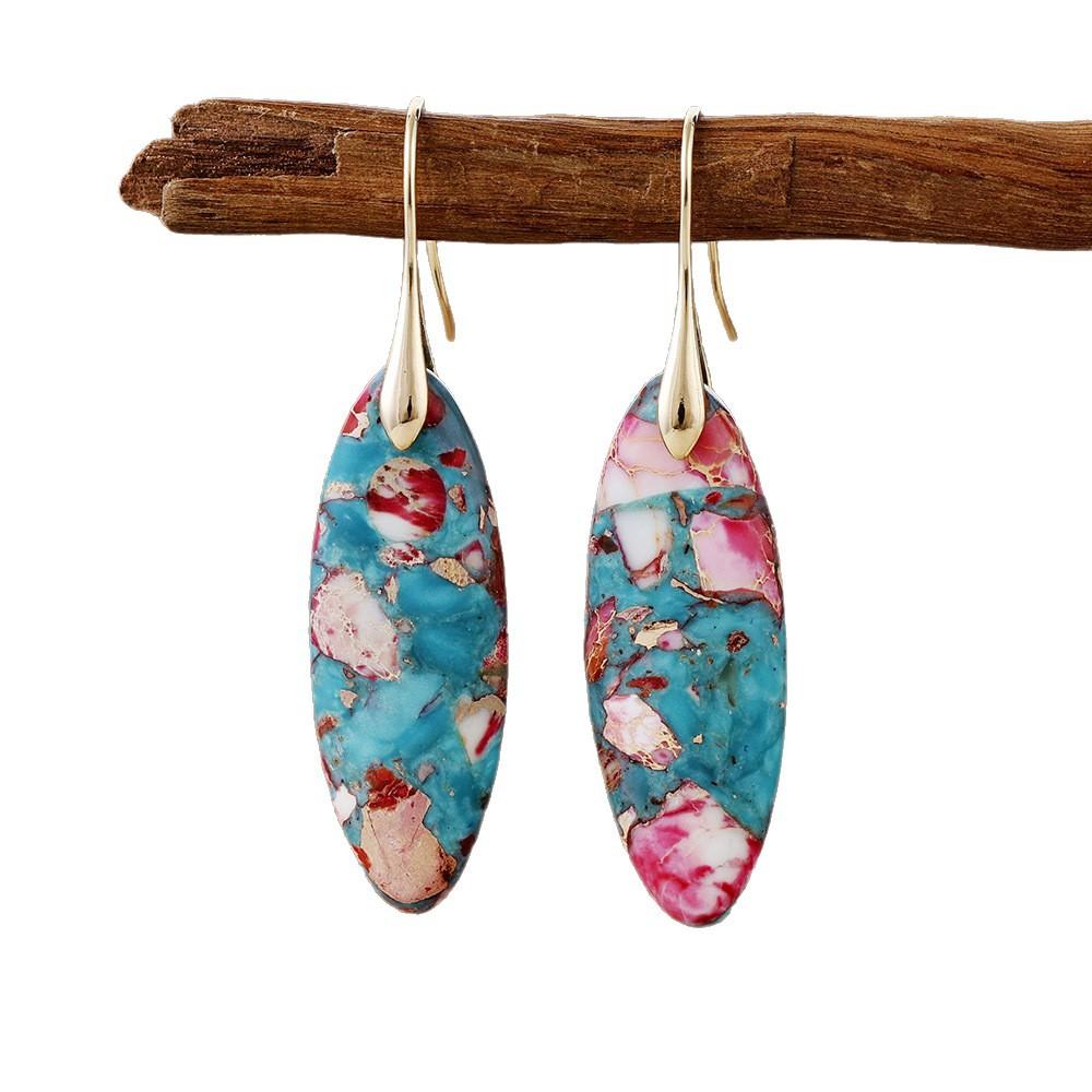 Bohemian Natural Stone Geometric Pendant Earrings Earrings European and American Popular Accessories