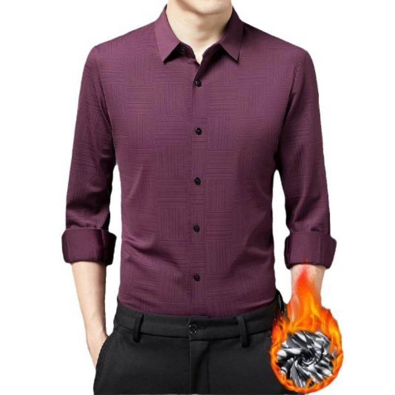 

Весна и осень, новая мужская рубашка с длинными рукавами из утолщенного бархата, деловая рубашка, модный повседневный комбинезон 4XL