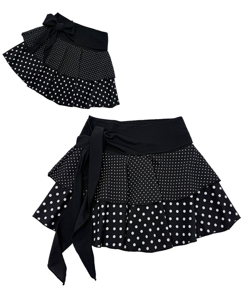 Plasma Sphere Peri Dot Shirred Ribbon Tiered Can-Can Skirt_ 2 Colors