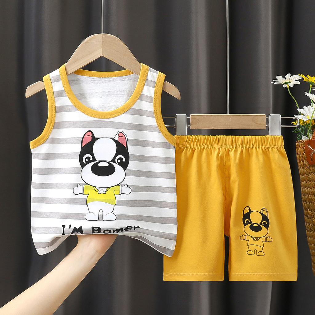 Children's Vest Set Boys' Shorts Summer Cotton New Baby Clothes Girls' Summer Clothes Summer Clothes Children's Clothes