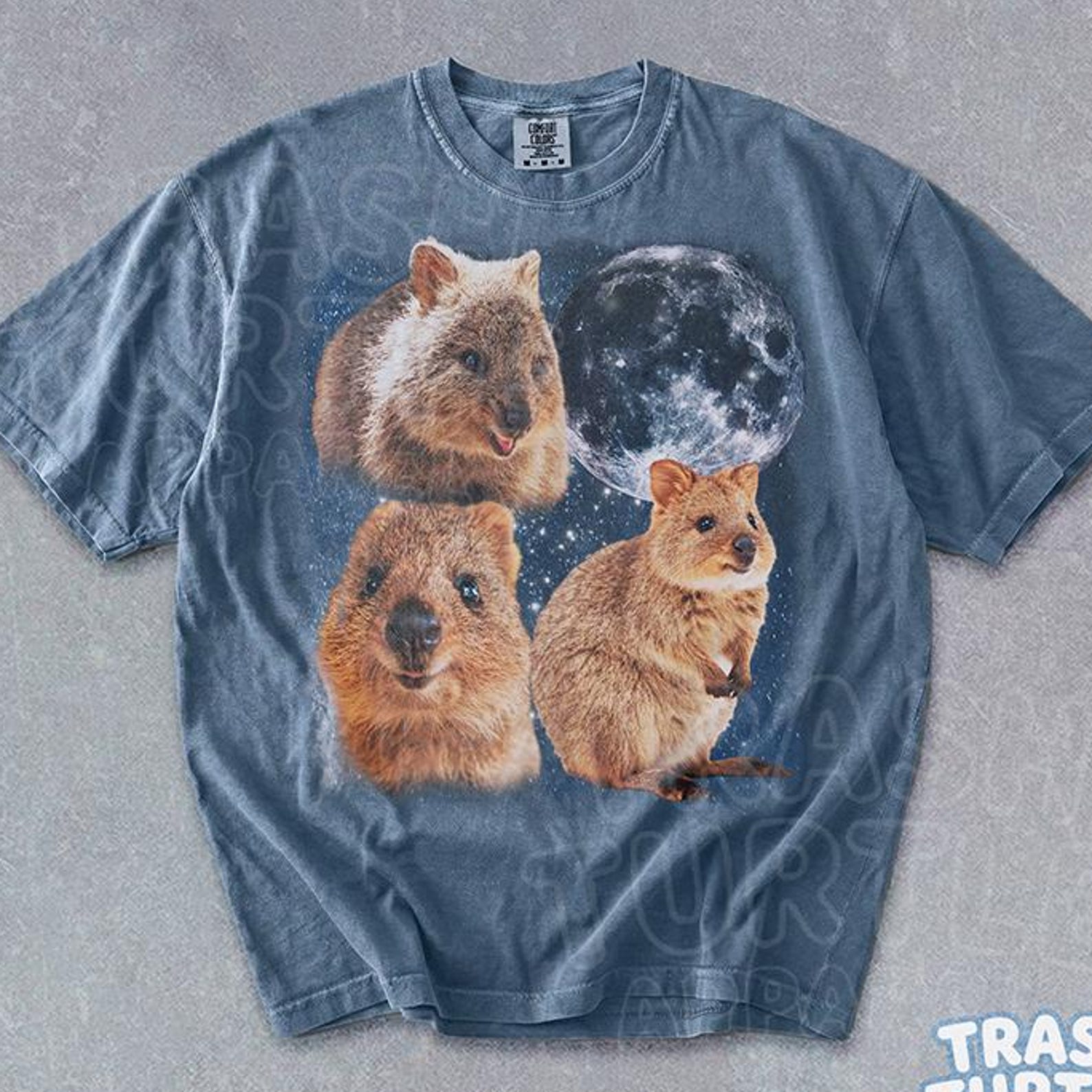 Three Quokka Moon Shirt Quokka TShirt Funny Animal T-shirt Quokka Lover Gift Australian Wildlife Fan Retro Animal Tee 4XL