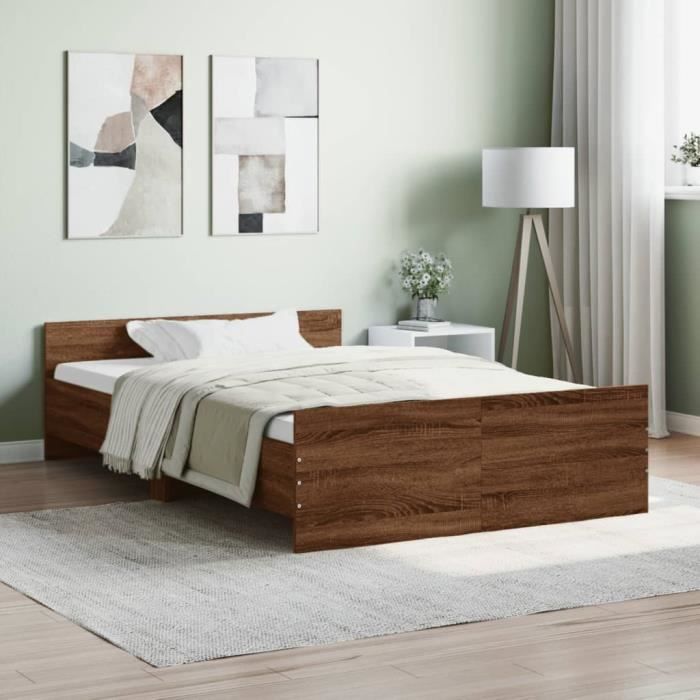 VidaXL Cadre de lit tête de lit et pied de lit chêne brun 120x190 cm 3203781