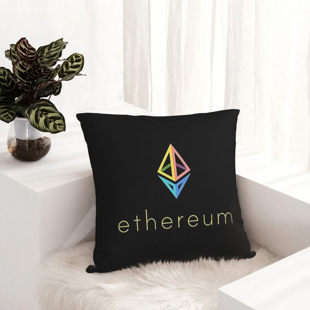 ETH Coin Logo Square Pillowcase Cushion Cover Pillow Case Throw Pillow Cover for Home Sofa Living Room