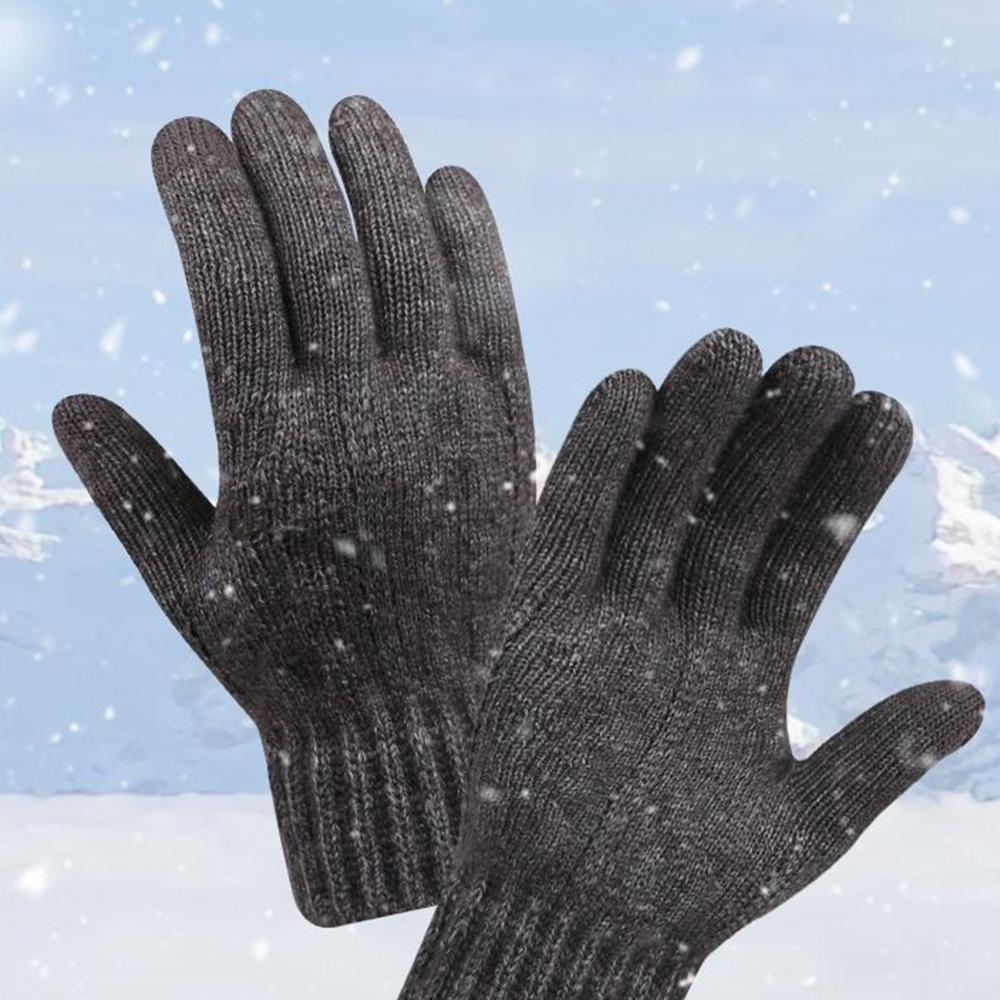 1pair Winter Touch Screen Protector Warm Gloves Fleece-Lined And Thickened Cold-Proof Snow Gloves Camel Wool Cycling Knit Glove