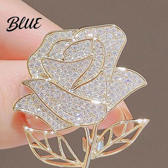 Decorative Bag Pin Women Brooch High-Gloss Rhinestone Inlay Sparkling Rose