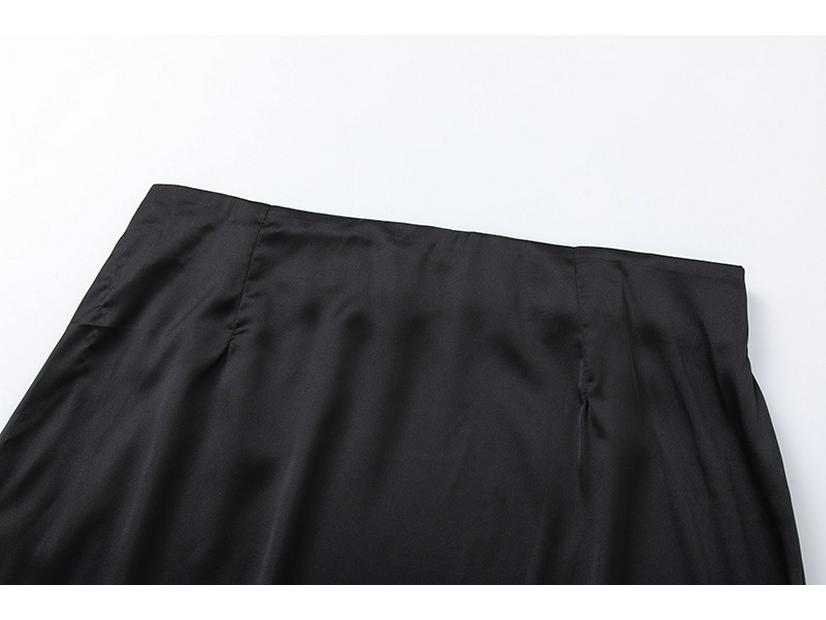 2024 Spring/Summer Women's Faux Silk Satin Bodycon Midi Skirt Casual European & American Style