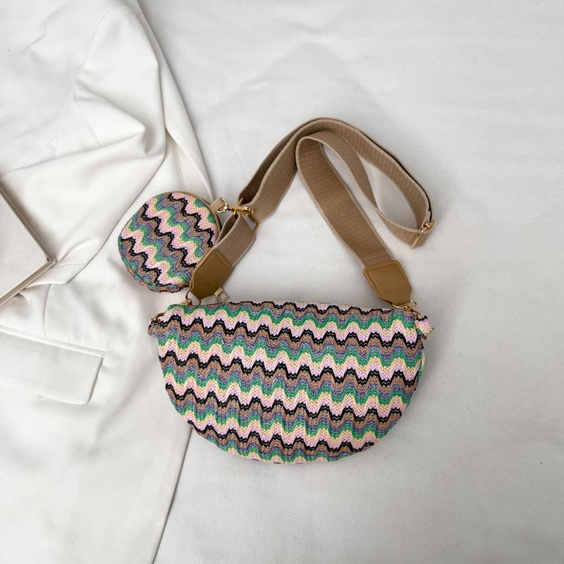 New Trendy Fashionable Mother Child Chest Bag Personalized Stripe Ethnic Style Crossbody Bag High end Simple Versatile Waist Bag