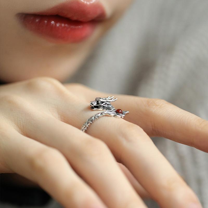 Buyee   Copper Unique Ring Finger Chinese Dragon Open Ring For Women Men Fashion National Style Fine Jewelry Circle