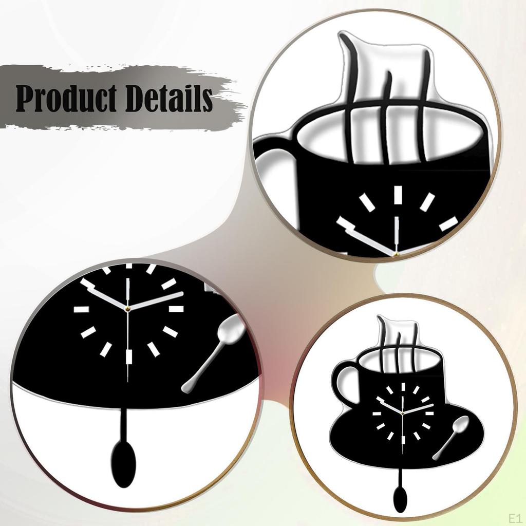 Cappuccino-Tasse Wanduhr Hängend Modern Acryl Küchen-Dekor Leise für Arbeitszimmer Zuhause
