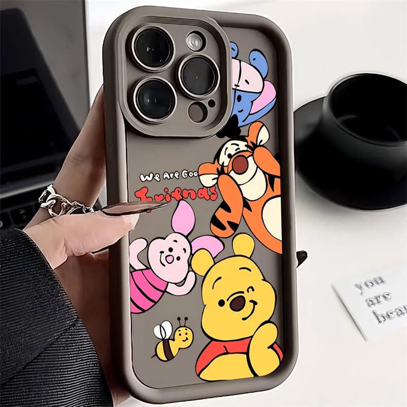 Winnie Pooh Friends Cute Phone Case For iPhone 17E 11 12 13 14 15 16 17 Pro Max Fundas 17 Air Plus 16e Mini Silicone Back Cover