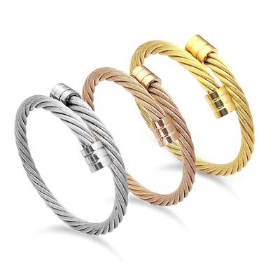 Hip Hop Stainless Steel Men Bangle Bracelet Titanium Adjustable Open Cuff Charm Bangle Jewelry Punk Jewelry