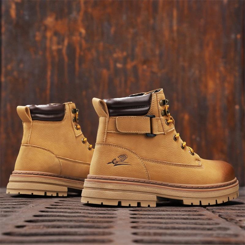 Men's Boots Lace Up Winter New High Top Leisure All-match Men's Casual Boots Non-slip Trend Rubber Men Flat Boots