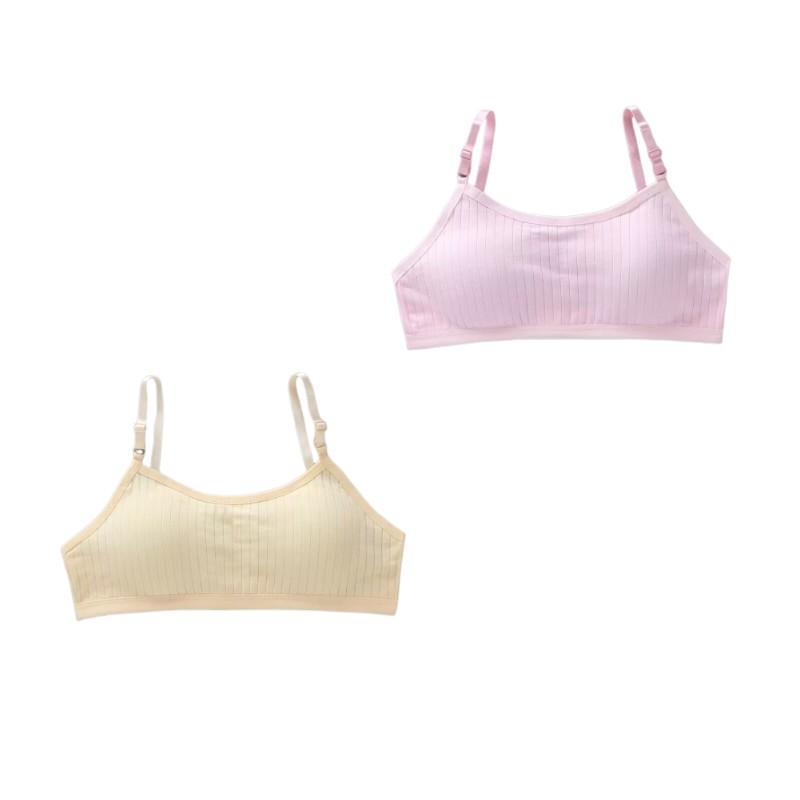 2PC Breathable Training Bra for Girls 9-13Years Teens Girl Skin-Friendly Built-Up Stretchy Sport Bra for Junior High School