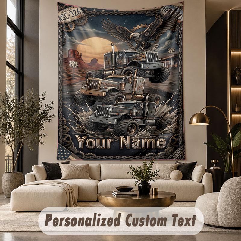 Camión (40) Tapiz Personalizado de Tema Texto con Nombre Personalizado Colgante de Pared Tapiz Decoración del Hogar Tela de Fondo