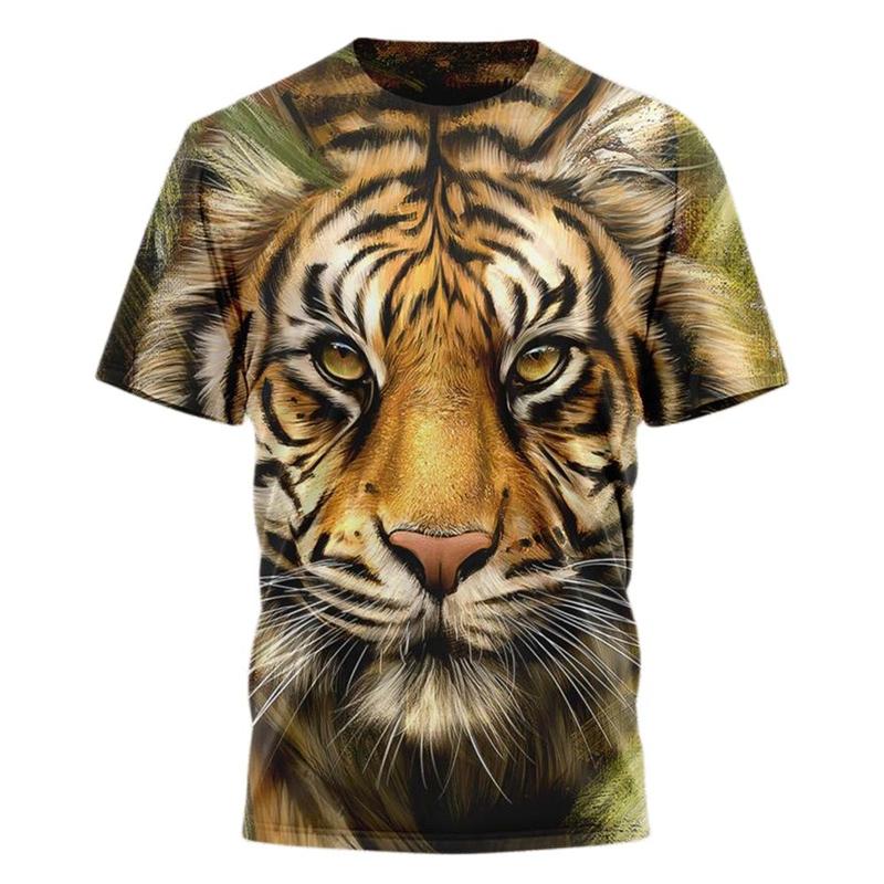 New Tiger Print T Shirt For Men 3D Printed Short Sleeve Tops Tees Trend Personality Streetwear Graphic T-shirt Quality Tshirt