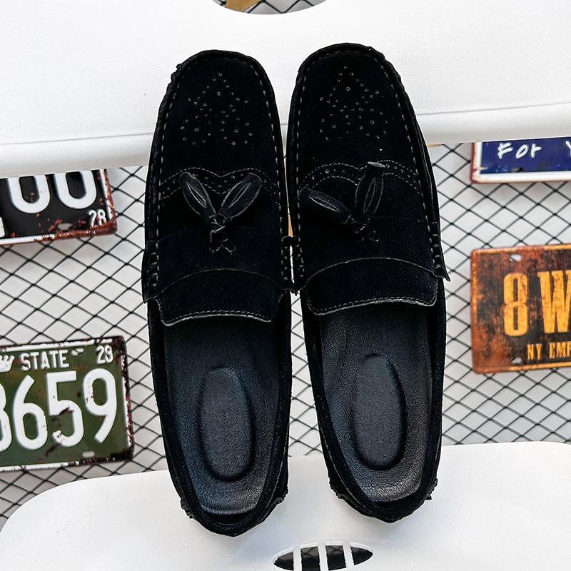 FashionSuede Leather Shoes Men Fashion Comfortable Moccasins Handmade Men Casual Driving Shoes Ultra-light Soft-Soled Slip On Footwear