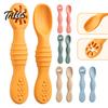 Ergonomic Spoons for Small Hands 2Pcs Silicone Baby Spoon, Soft Toddler Training Spoon Puree Fruit Puree, Easy Grip Non-Slip Handle Infant Feeding