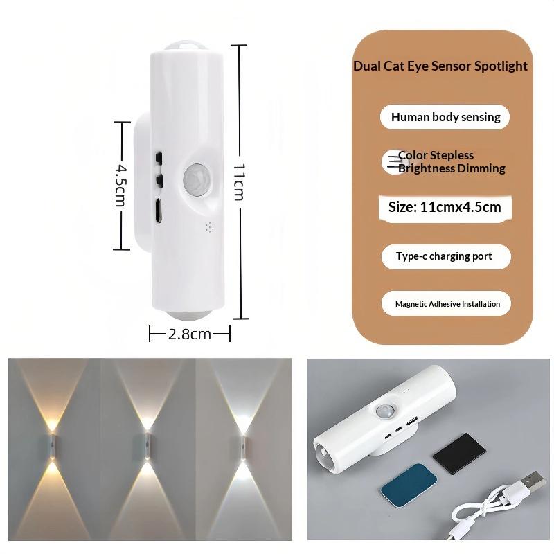 Lampă de perete magnetică reîncărcabilă cu LED, senzor de mișcare, lumină de culoare, lumină de noapte, lumini automate pentru cameră