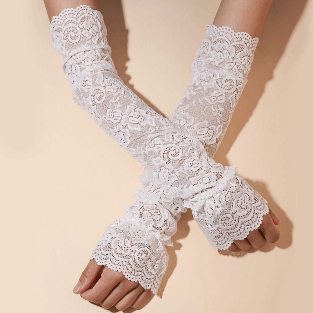 Hollow Sun Protection Sleeve Thin Sunscreen Arm Sleeve Sweet Lace Ice Silk Sleeves  Summer