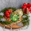 2Pcs Christmas Ball Ornament with LED Light Shatterproof Battery Powered Ball Desktop Decoration Xmas Party Home Mantel Table Centerpiece Decor