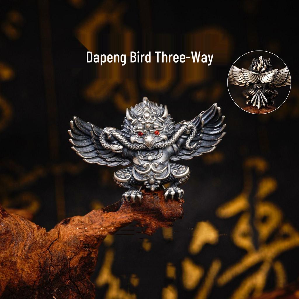Tibetan-Style Retro Garuda Three-Eyed Buddha Head Bracelet and Loose Beads for Handmade DIY Accessories
