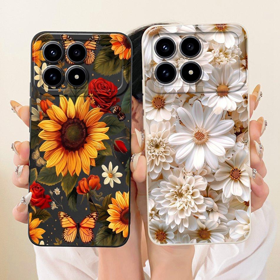 Für Xiaomi Redmi K90 Niedliche Katze Blume Cartoon Handyhülle Für Redmi K 90 K90 Pro Max 5G Stoßfeste Weiche Silikonhüllen Stoßfänger