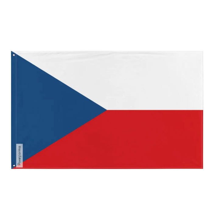Drapeau - Tchéquie - 120 X 180 Cm - Polyester - Recto/verso - Œillets En Fer
