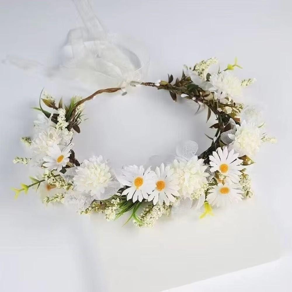 Korean Style Flower Crown Simulated Flower Bridal Wreaths Elegant Floral Headband Children