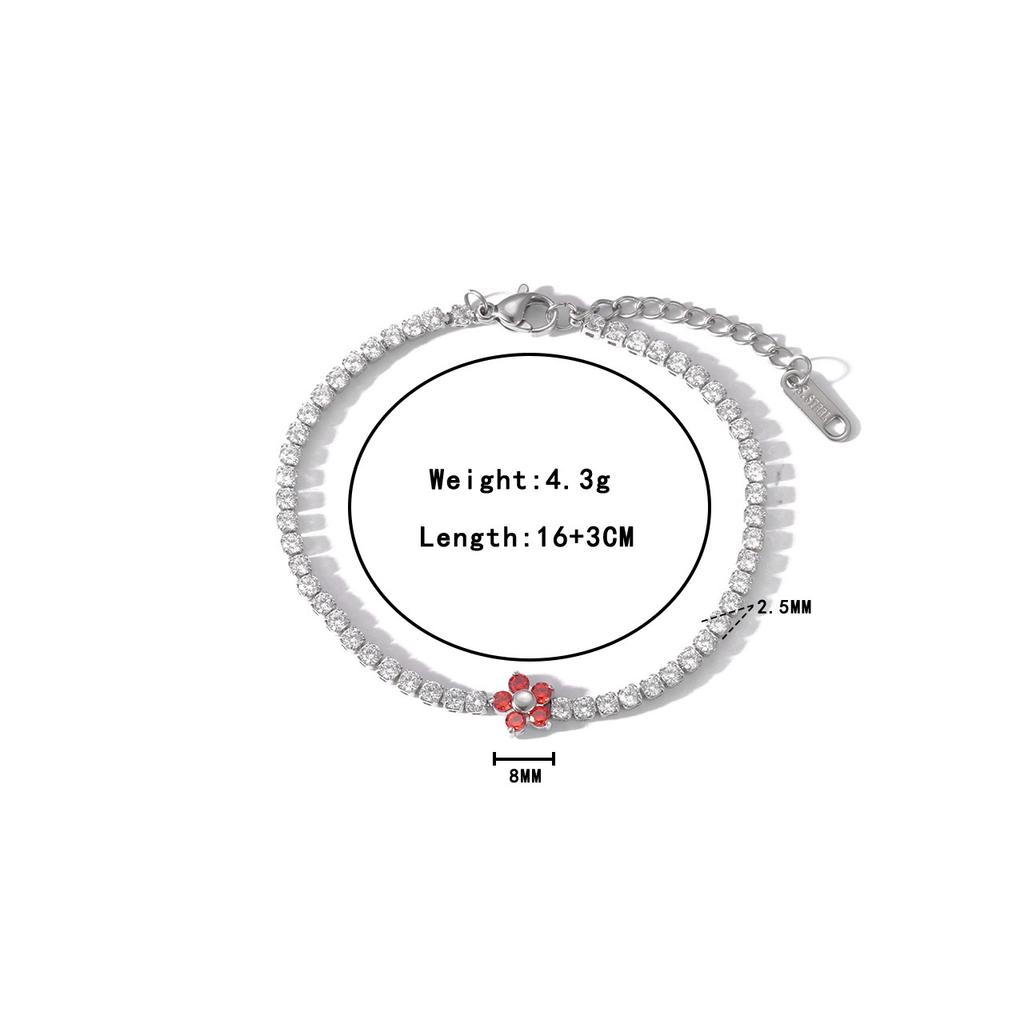 Fashionable Women Colorful Necklace Gold Plated Tennis Necklace Flower Necklace Stainless Steel