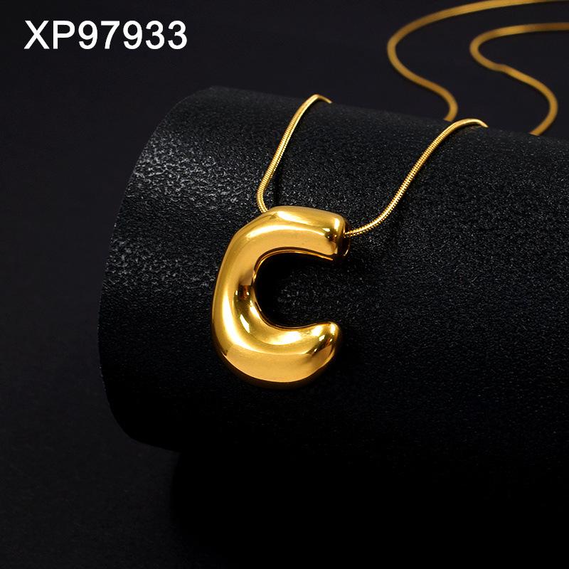 Personalized Gold-Plated Titanium Letter Necklace for Women - Fashionable Clavicle Chain Jewelry