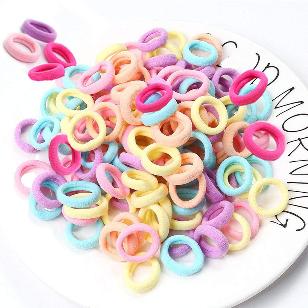 Shefun Hair Ties for Kids, Baby Hair Ties, Small Kids Hair Accessories for Girls, Black and Colorful, 100-Piece Set, JP136 (A1-color-100)