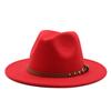 British jazz top hat autumn and winter new woolen hat for men and women simple felt big eaves hat trendy flat edge hat