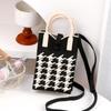 Knitted Mini Tote Bag Sweet Argyle Diamond Pattern Button Closure Soft Knit Handbag for Women Valentine's Day Gifts