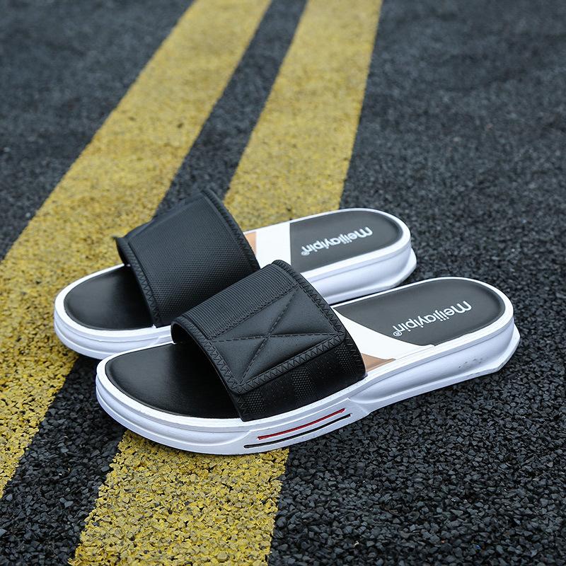 Fashion WOTTE Slippers Men Summber Room Shoes Men Bathroom Black Men Flip Flops Fashion Pool Mens Slides Soft Sole  Beach Slides Men