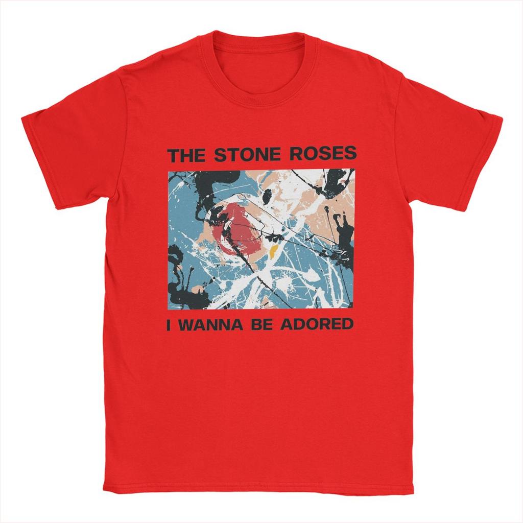 Men T-Shirt Stone Roses I Wanna Be Adored Funny Pure Cotton Tees Short Sleeve T Shirts Crewneck Tops Plus Size