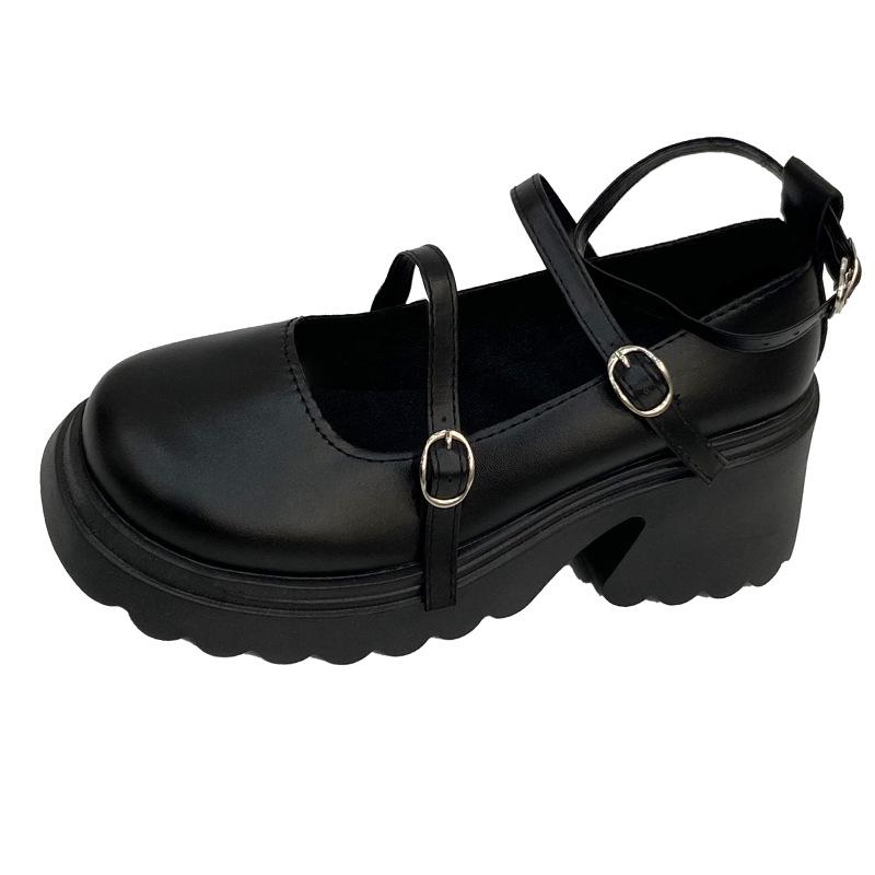 Black shorty Le small leather shoes women's summer new retro British style thick heel Japanese jk Mary Jane single shoes