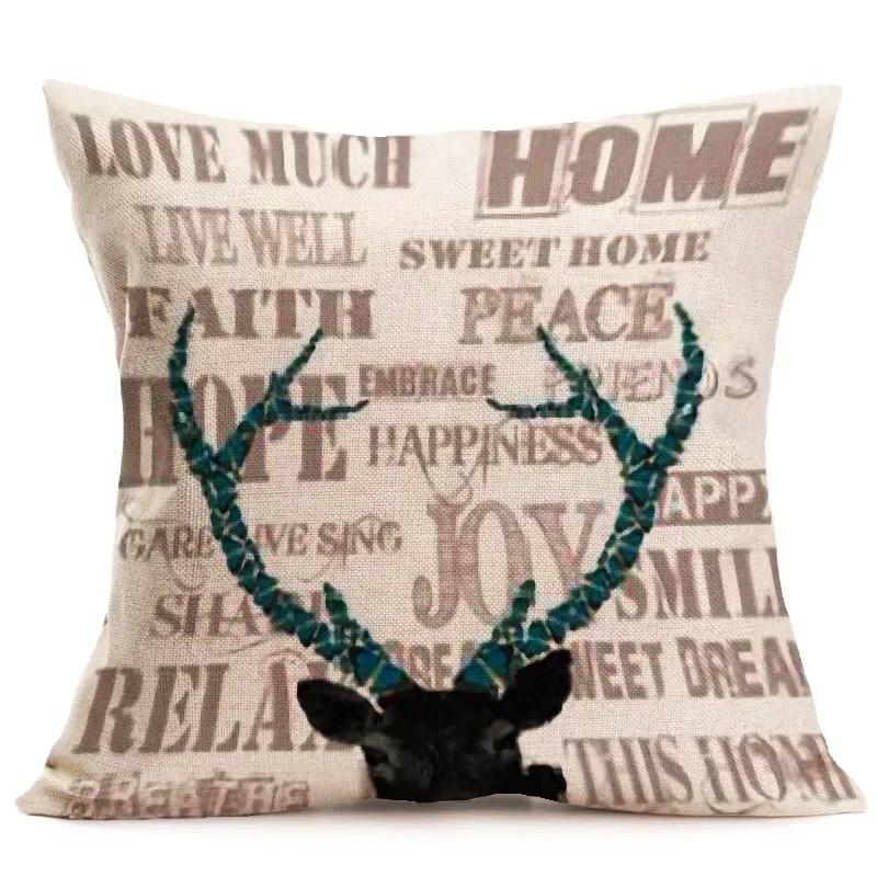 

Рождественская хлопково-льняная наволочка для подушки, подушки для дивана, декоративная подушка с растениями, рождественские украшения для домашнего декора Natale 2025 16x16Inch