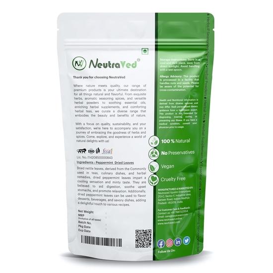 NeutraVed Peppermint Leaves 70g | Loose Mint for Mint Tea | Organic Tea In Zipper Pack - 70 Gram