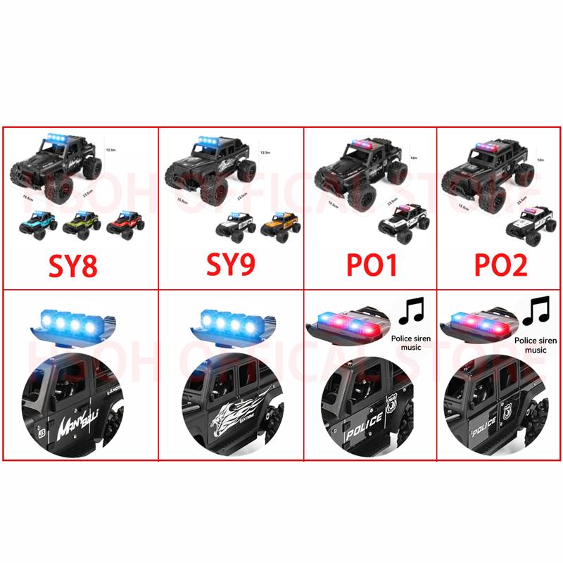1:16 High Speed Off-Road Alloy RC Cars Police Truck Jeep with Music Sound and LED Lights 2.4G Remote Control Cars Outdoor Toy
