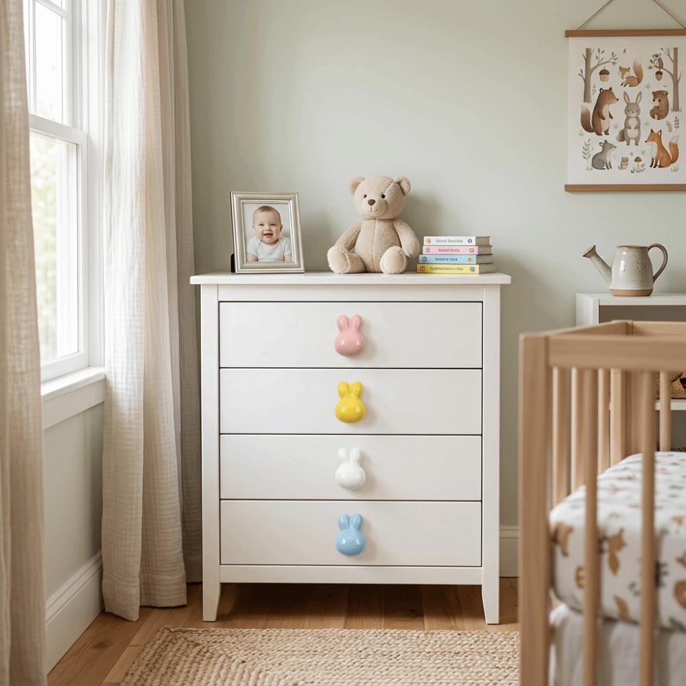 Single Hole Rabbit Knobs Rounded Soft Edges Cabinet Knobs Lovely Ceramic Drawer Knobs Cabinet