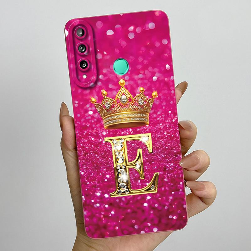 For Huawei Y7p P40 Lite E ART-L28 ART-L29 Fashion Initial Letter Couple Phone Case Y7P 2020 Soft Silicone TPU Protective Casing