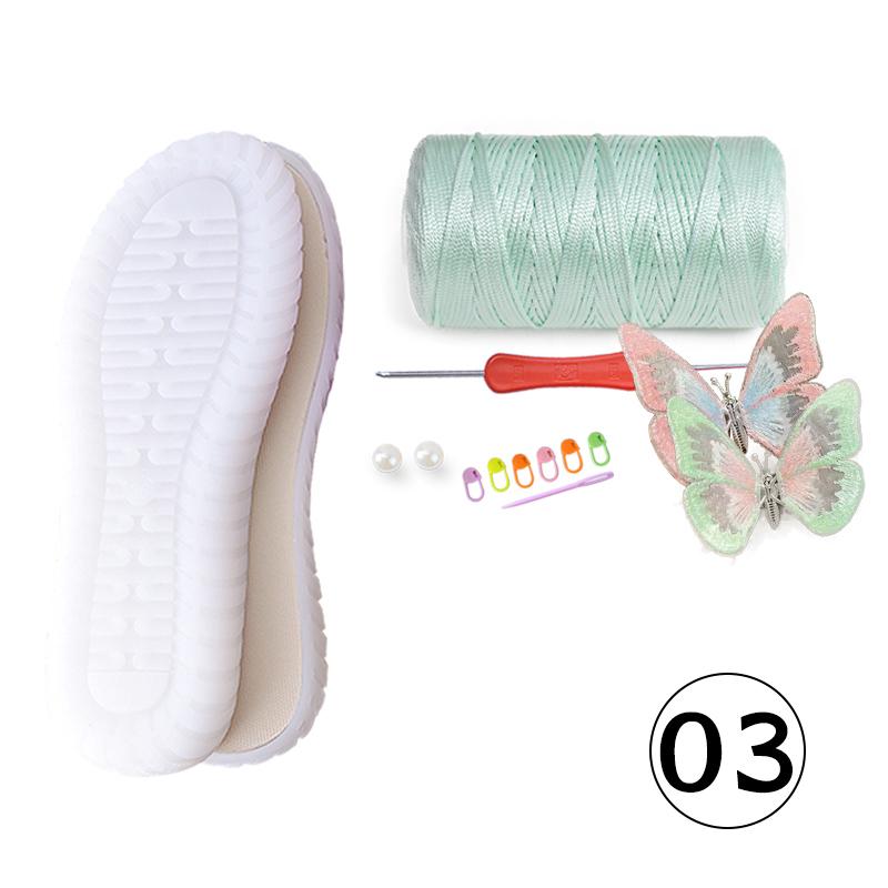1 Set Hand-woven Hook Rubber Sole Bottom Anti-kick Hollow Line DIY Butterfly Summer Girls Sandals DIY Shoes Crocheted Material
