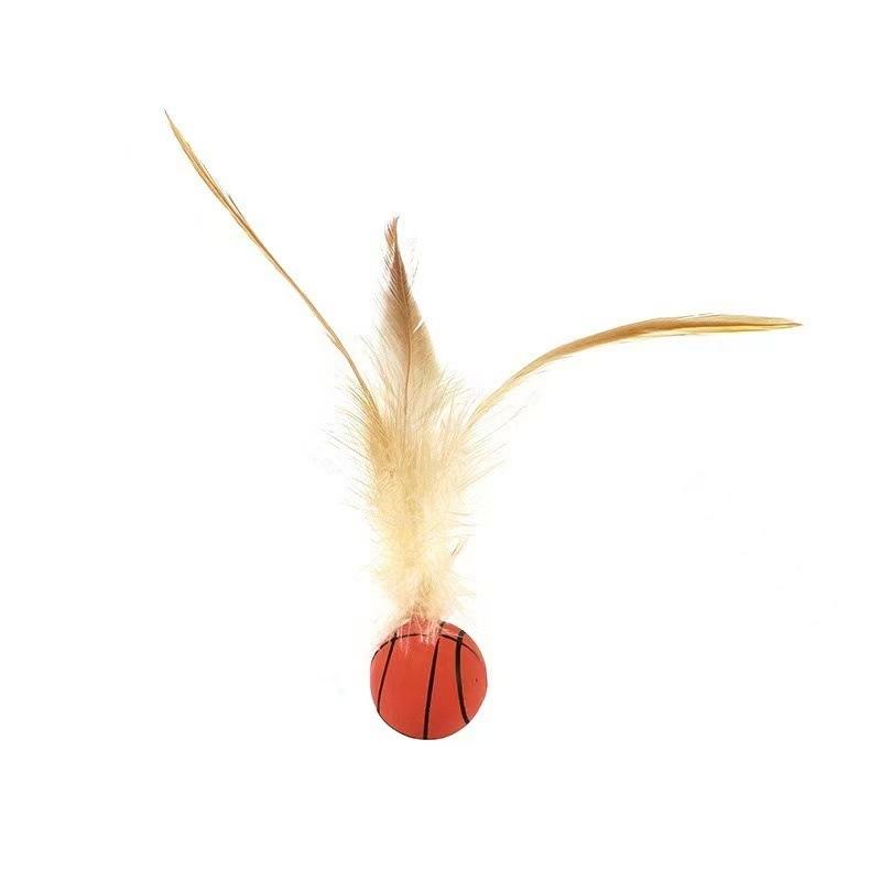 

Cross-border new cat elastic badminton cat elastic chicken feather ball cat self-hi boredom relief artifact pet toy ball