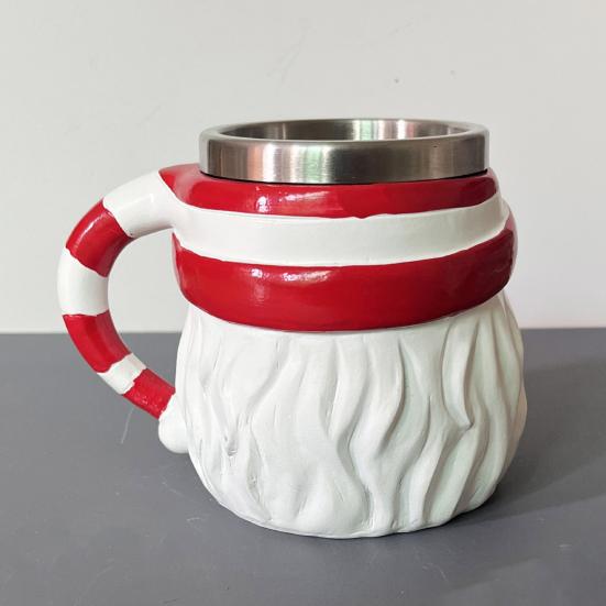 Santa Coffee Mug Stainless Steel Water Cup Hot Beverages Mugs Christmas Themed Drinkware Unique Holiday Gifts for Friends