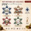 Wooden Snowflake Ornaments for Holidays 4 Pcs Christmas Ornaments, Rustic Hanging Decoration with Vintage Style Tree Pendants Elk Village House Design