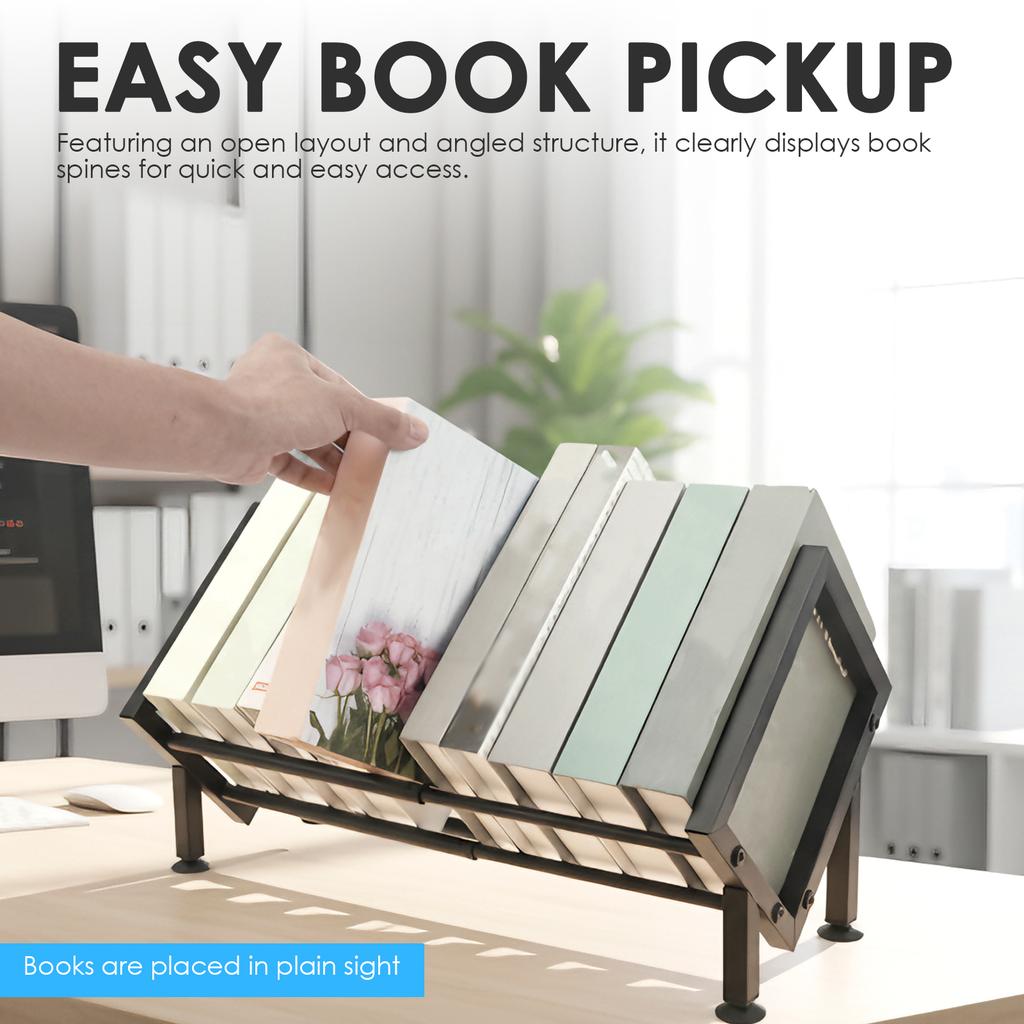 Verstellbares Desktop-Bücherregal aus Eisen, neigbares Bücherregal mit 4 rutschfesten Gummifüßen, 25,5 bis 45,5 cm ausziehbar, Zeitschriften-CD-Aufbewahrungsregal