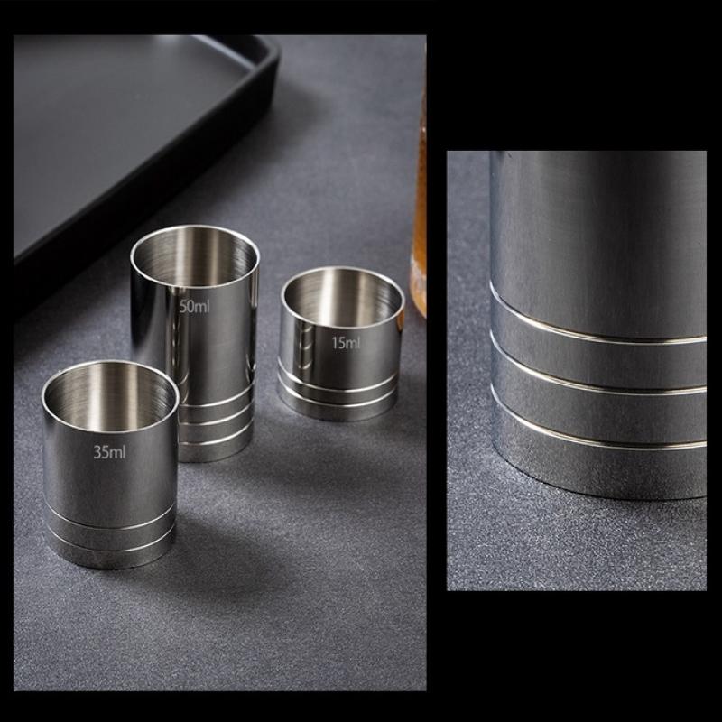 25/35/50Ml Stainless Steel Measuring Cup Cylindrical Cocktail Ounce Jigger Wine Drink Measurer Bartending Bottle Bar Accessory