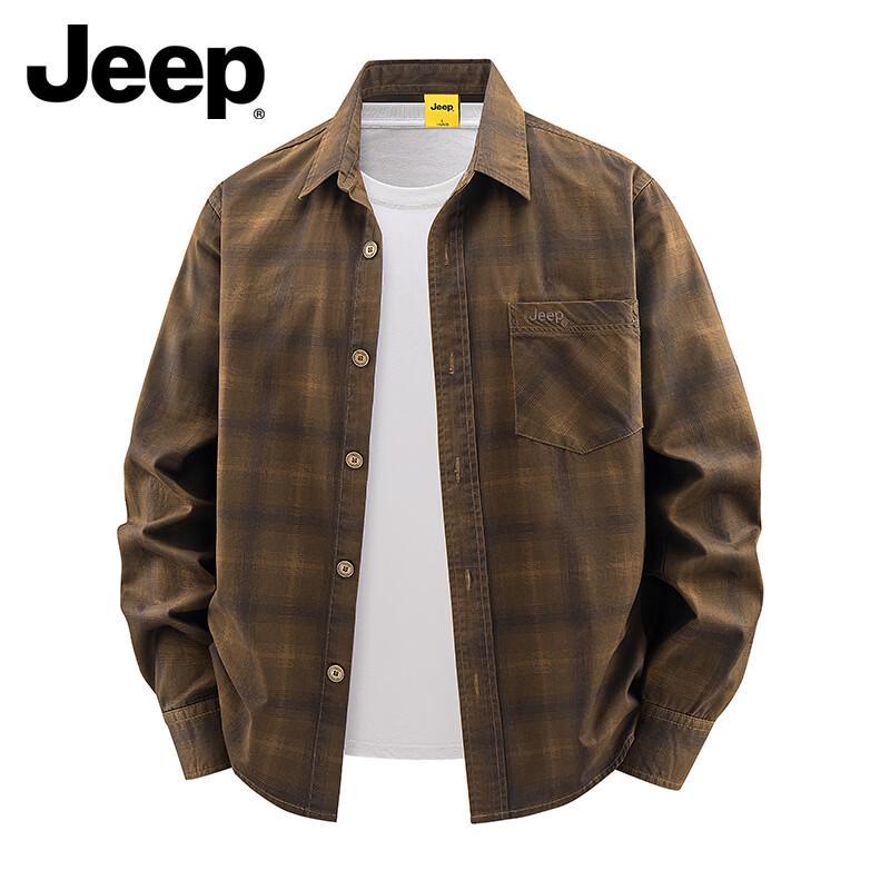 JEEP Men s Casual Loose Fit Cotton Work Shirt M