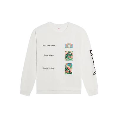 Li-Ning X Rooovie Artist Collaboration Patterned Letter Print Crew Neck Sweatshirt Unisex Tops Off-White AHSSB19-1