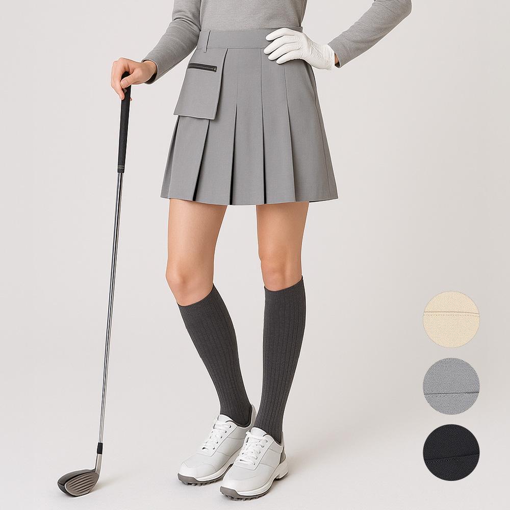 Kim Young Joo Golf Spring/Autumn Color Block Pleated Zipper Pocket Pleated Women'S Culottes Golf Skirt Dpflsk63